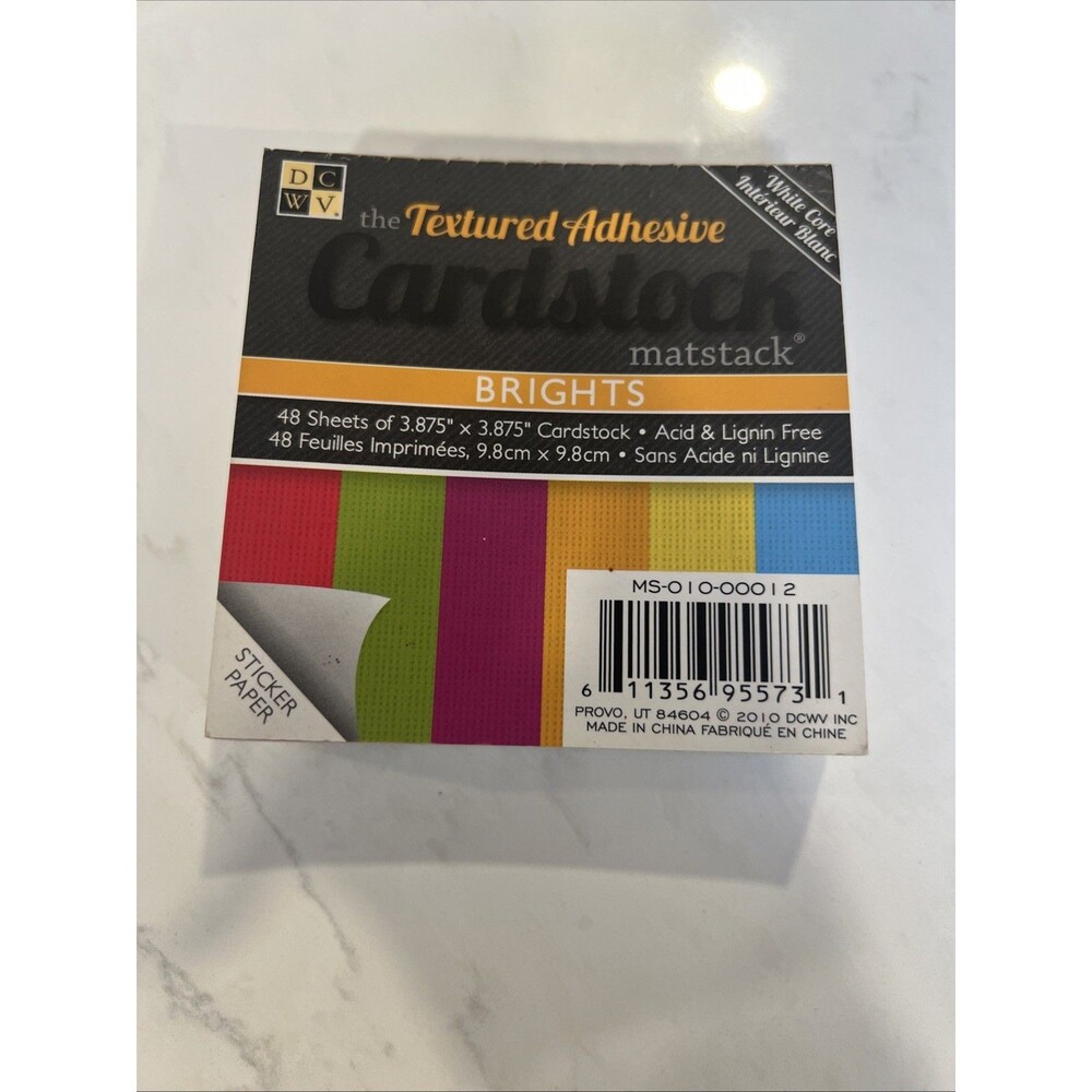 Matstack BRIGHTS Textured Adhesive Cardstock 48 Sheets 3.875 X3.875 Square. New